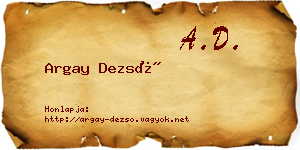 Argay Dezső névjegykártya